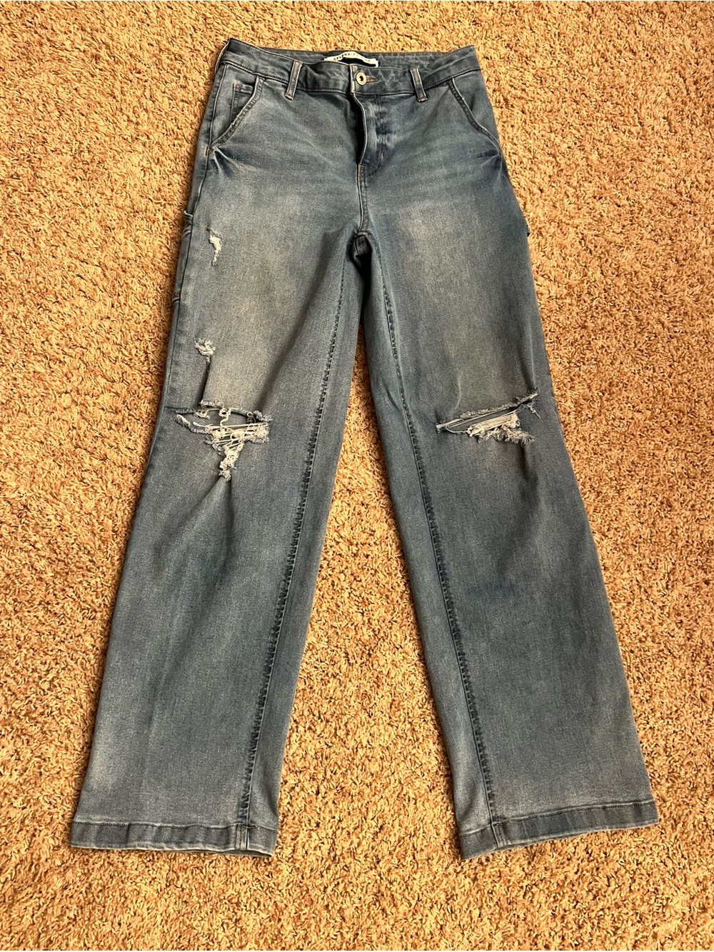 Celebrity Pink Distressed Wide-Leg Jeans - Washed Blue